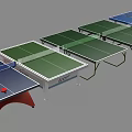 Ping Pong Tables As Sports Equipment With Various Green And Blue Tops