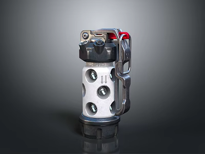 Mechanical Weapon Device With Metal Structure Red Component And Multiple Holes 3d model