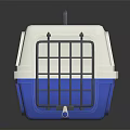 White And Blue Plastic Pet Carrier With Ventilated Secure Door And Grey Handle For Pets