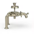 Vintage Industrial Brass Faucet With Elegant Pipe Structure And Decorative Knobs 3d model