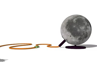 Creative Moon Shaped Table Lamp With Orange Cable And Black Base 3d model