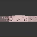 Cartoon Scene Featuring Pink Geometric Shapes With Hollow Design And Reflective Abstract Surface