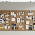 Creative Wall Decor with Cork Boards Holding Photos Papers Notes and Samples 3d model