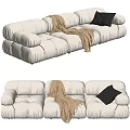 Modern White Large Sectional Sofa With Yellow Blanket And Gray Pillow 3d model