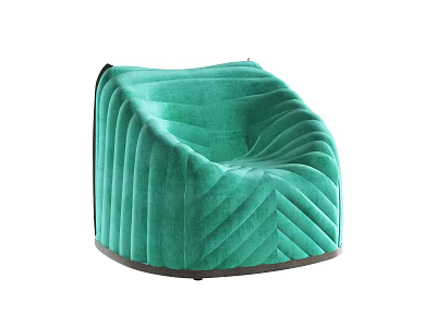 Green Velvet Single Sofa With Pleated Design And Comfortable Seating 3d model