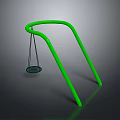 Green Metal Frame Hanging Chair With Circular Seat For Outdoor Patio Use