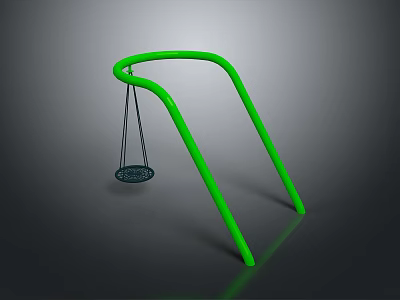 Green Metal Frame Hanging Chair With Circular Seat For Outdoor Patio Use 3d model