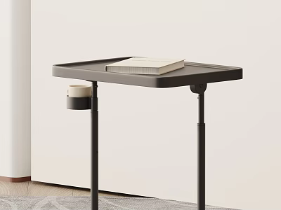 Modern Black Side Table With Tray Top Cup Holder And Book On Living Room Surface 3d model