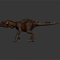 Realistic Horned Dinosaur Figure With Brown Scaly Skin And Red Eyes
