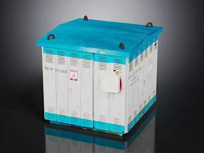10kV Feeder Electrical Equipment Industrial Distribution Cabinet with Blue Top and White Body 3d model