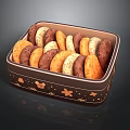 Delicious Colorful Assorted Chocolate Vanilla Cookies In Decorative Tin Box