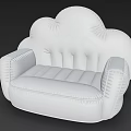 Inflatable Cloud Shaped Unusual Sofa with Light Blue and White Design 3d model