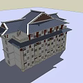 Traditional Architectural Style Multi Story Building With Decorative Roof And Balconies
