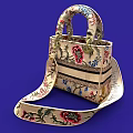 Christian Dior Stylish Bag With Floral Patterns Handle And Adjustable Strap