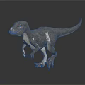 Realistic Velociraptor Dinosaur Figure Standing In Gray Color With Detailed Skin Texture On Dark Background