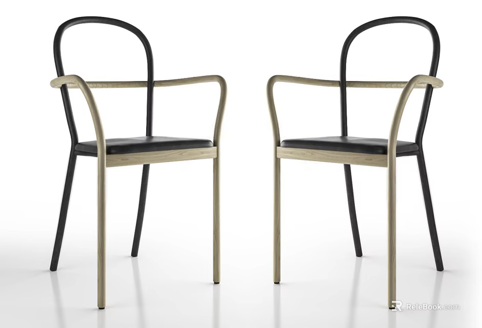 Modern Stylish Armchairs With Black Seat And Gold Frame For Contemporary Interior Decor 3d model 