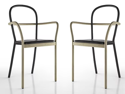 Modern Stylish Armchairs With Black Seat And Gold Frame For Contemporary Interior Decor 3d model