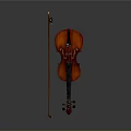 Classical Wooden Violin With Reddish Brown Body And Matching Bow For Music Enthusiasts