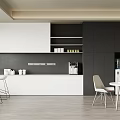 Modern Break Room Interior With White Black Cabinets Coffee Machine And Tables 3d model