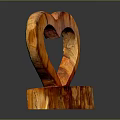 Wooden Heart Shaped Decorative Household Item With Base Stand For Home Decoration