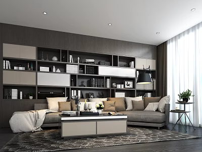 Modern Multiplayer Sofa Decorative Rack 3d model