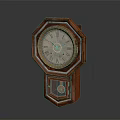 Elegant Classic Vintage Octagonal Wooden Clock with Roman Numerals and Pendulum 3d model