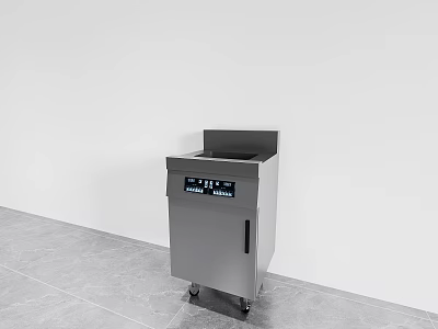 Stainless Steel Commercial Kitchen Appliance With Digital Display And Mobile Base 3d model