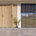 Wooden And Black Window Blinds For Modern Exterior Home Design With Glass Panels