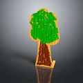 Commercial Wooden Tree Shaped Decorative Display Equipment With Brown Trunk Green Canopy And Base