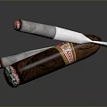 Various Premium Cigars With Labeled Dark Brown And Light Gray Bodies And Burning Tips