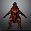 Red Monster Creature With Intricate Texture Scales And Sharp Claws In Standing Pose