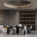 Modern Living and Dining Room Interior Design With Stone Wall Lighting Fireplace Sofa And Wooden Panels