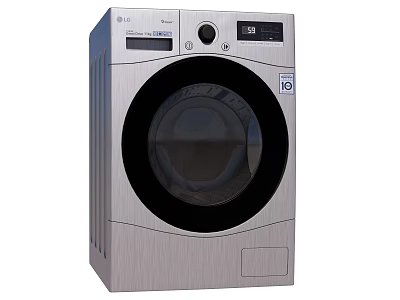 Stainless Steel Front Load Washing Machine With Modern Design And Digital Control Panel 3d model