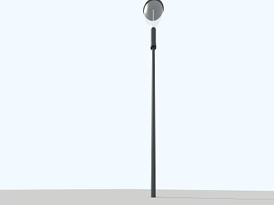 Outdoor Street Light with Tall Black Pole and Round Lampshade Design 3d model