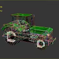 Green Tractor 3D Model With Detailed Exterior Large Wheels And Reflective Surface