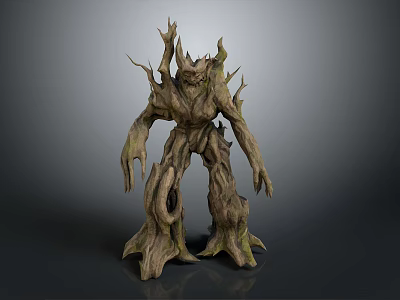 Dark Fantasy Wooden Tree Monster Game And Movie Character With Root Limbs And Bark Texture 3d model