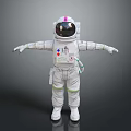 White Astronaut Spacesuit With Detailed Design Helmet Pink Stripe And Green Accents