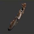 Ornate Decorative Sword With Gold Silver Ornaments And Pearl Accents