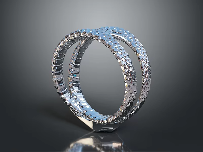 Elegant Silver Twisted Ring Design With Sparkling Stones For Modern Fashion Jewelry 3d model