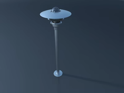 Modern Outdoor Light with Tall Pole Round Shade and Spherical Top Design 3d model