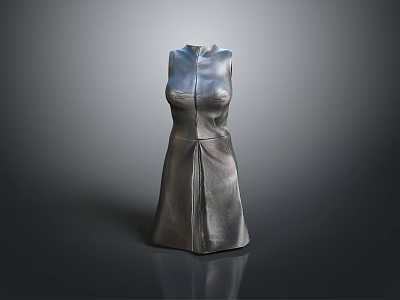 Sleeveless Metallic Dress With Fitted Design And Modern Minimalist Style 3d model