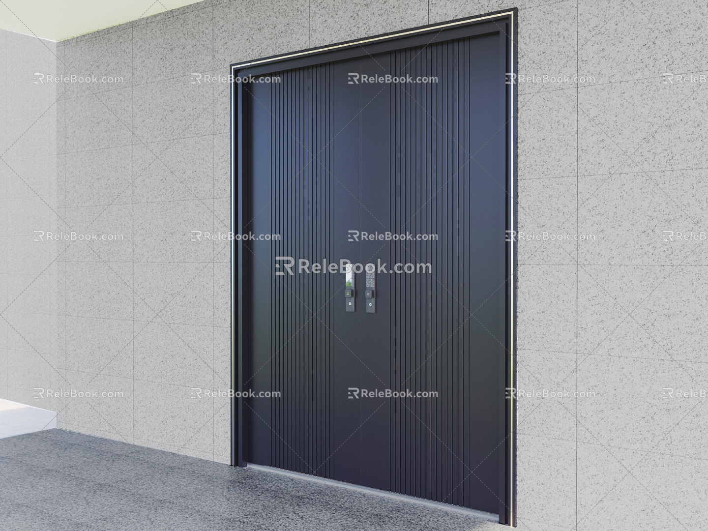 Modern double door villa gate 3d model