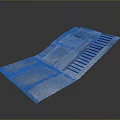 Detailed 3D Ground Structure Model With Gray Stone Slabs Red Lines And Green Grass Terrain
