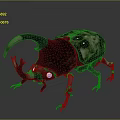 Realistic 3D Rendering of Horned Beetle With Spotted Exoskeleton and Curved Antlers
