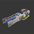 Futuristic Sci Fi Weapon With Blue Energy Core Silver Barrel And Yellow Accents