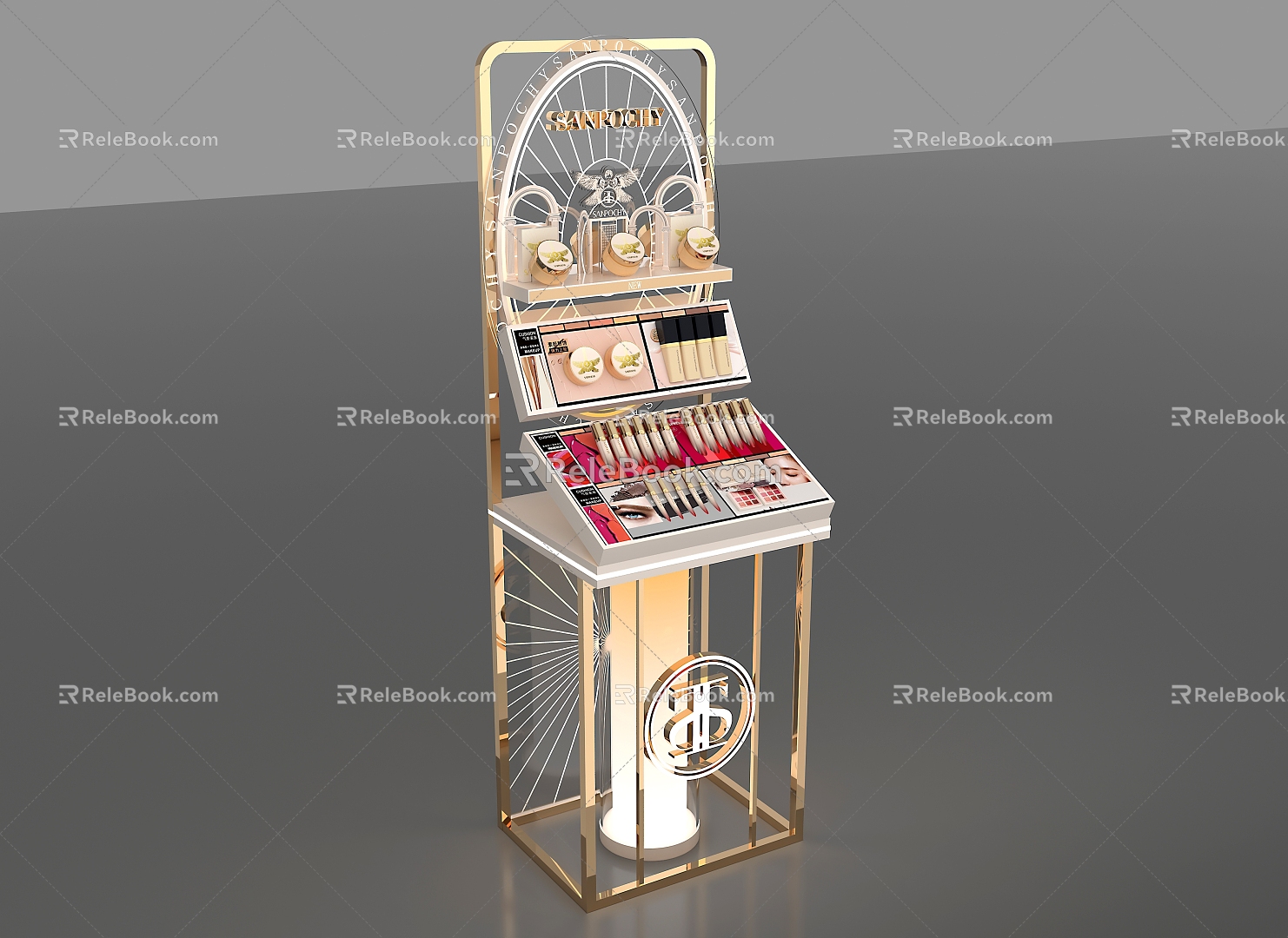 Beauty Makeup End Rack Color Makeup Rack Color Makeup Display Rack Light Luxury Display Rack Floor Rack Beauty Makeup Props Beauty Makeup Counter Cosmetic Cabinet 3d model