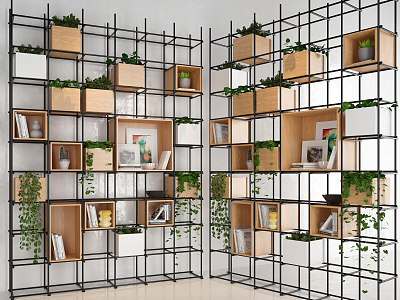 Industrial LOFT Bookshelf Decorative Rack Shelf Ornaments Potted Plant Combination model