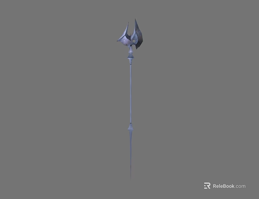 Fantasy Spear Weapon With Decorative Metal Top And Ornate Shaft Design 3d model 
