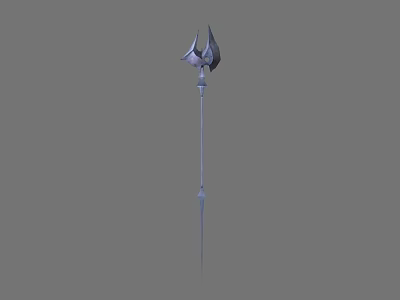 Fantasy Spear Weapon With Decorative Metal Top And Ornate Shaft Design 3d model