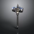 Medieval Metal Warhammer With Spiked Head And Spiral Handle Design